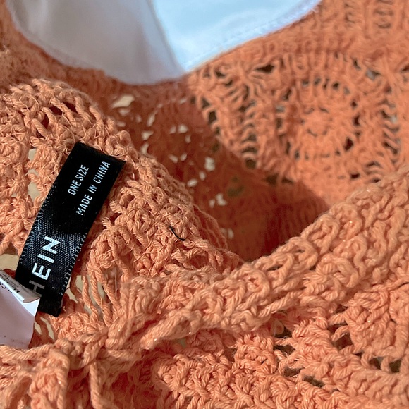 SHEIN CROTCHET TANK TOP CROPPED DISTRESSED ORANGE - Picture 6 of 8